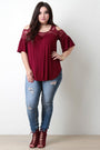 Cold Shoulder Lace Yoke Top
