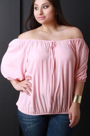 Off Shoulder Long Sleeve Peasant Top - NoveltyOne