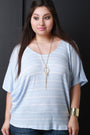 Dolman Sleeve Thermal Knit Striped Top - NoveltyOne