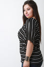 Dolman Sleeve Thermal Knit Striped Top - NoveltyOne