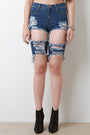 Distress Hole Bermuda Denim Shorts - NoveltyOne
