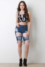 Distress Hole Bermuda Denim Shorts - NoveltyOne