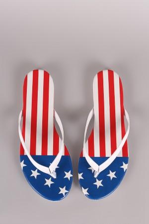 Liliana Stars and Stripes Thong Flat Sandal - NoveltyOne
