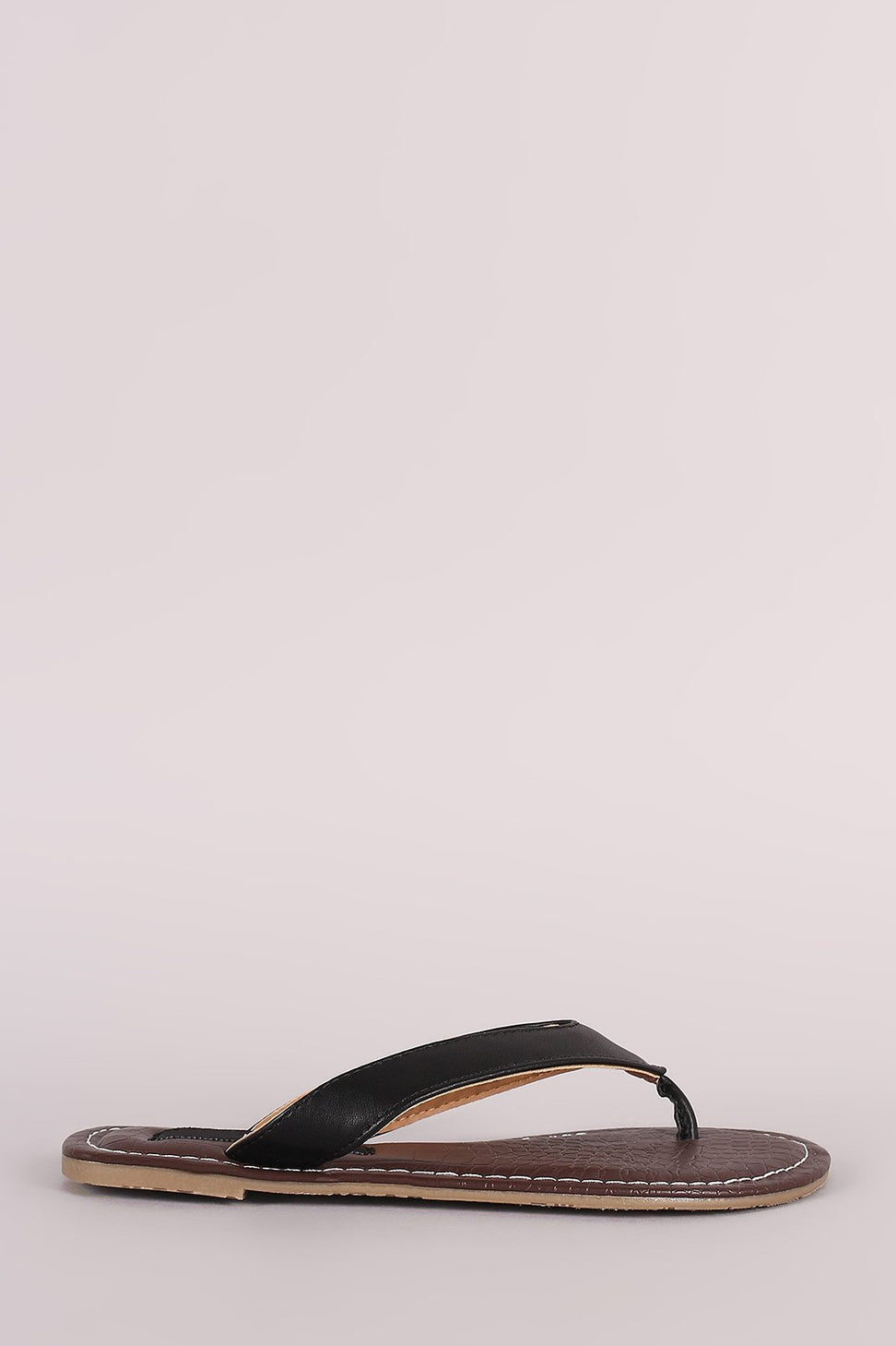 Wild Diva Lounge Croco Embossed Thong Flat Sandal