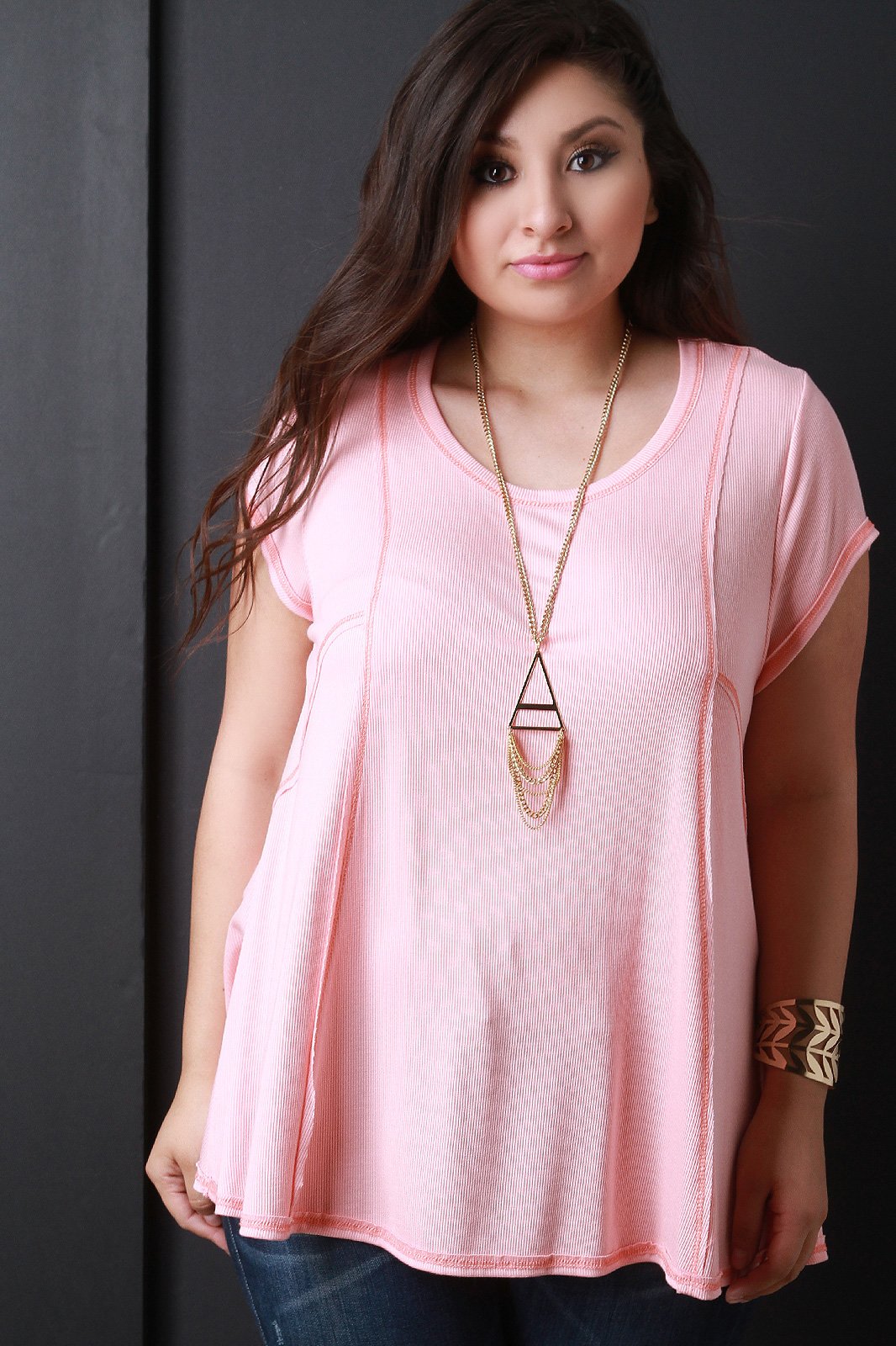 Rib Knit Causal Pieced Top