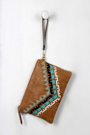 Native Contrast Stitched Clutch - NoveltyOne