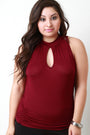 Mock Neck Hook Keyhole Sleeveless Top - NoveltyOne