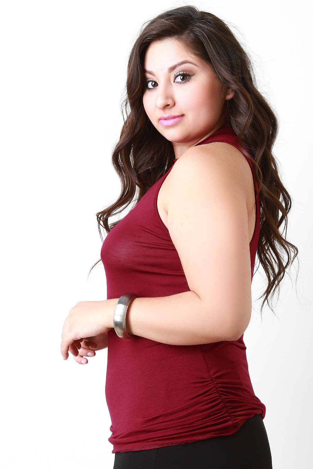 Mock Neck Hook Keyhole Sleeveless Top - NoveltyOne