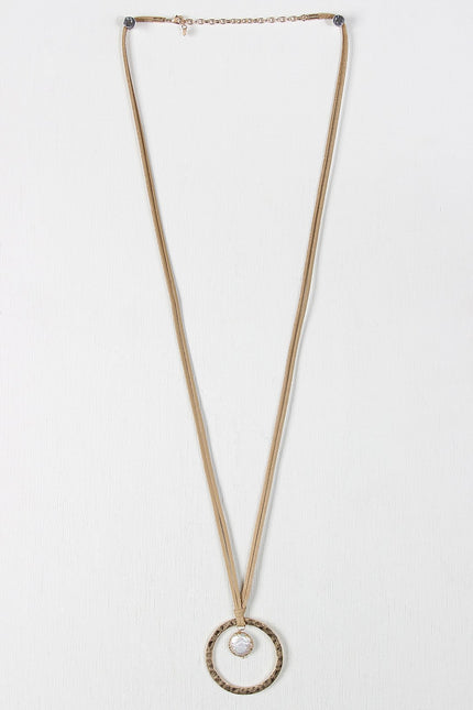 Fresh Water Pearl and Circle Pendant Necklace - NoveltyOne