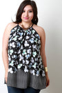 Floral and Square Print Sleeveless Top - NoveltyOne