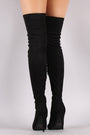 Suede Peep Toe Stiletto Over-The-Knee Boots