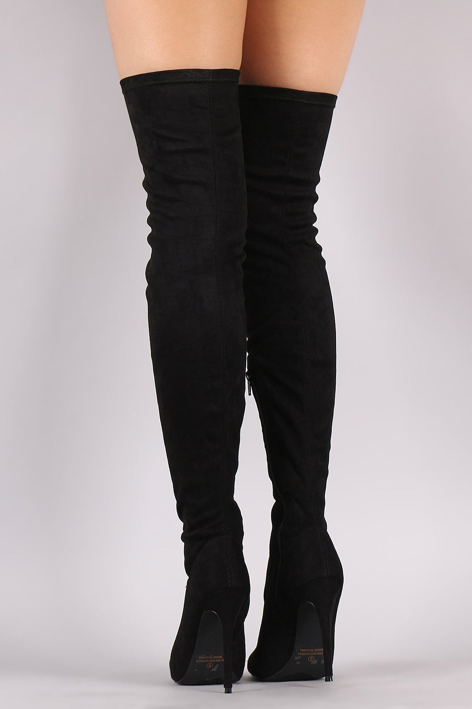 Suede Peep Toe Stiletto Over-The-Knee Boots