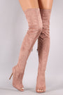 Suede Peep Toe Stiletto Over-The-Knee Boots