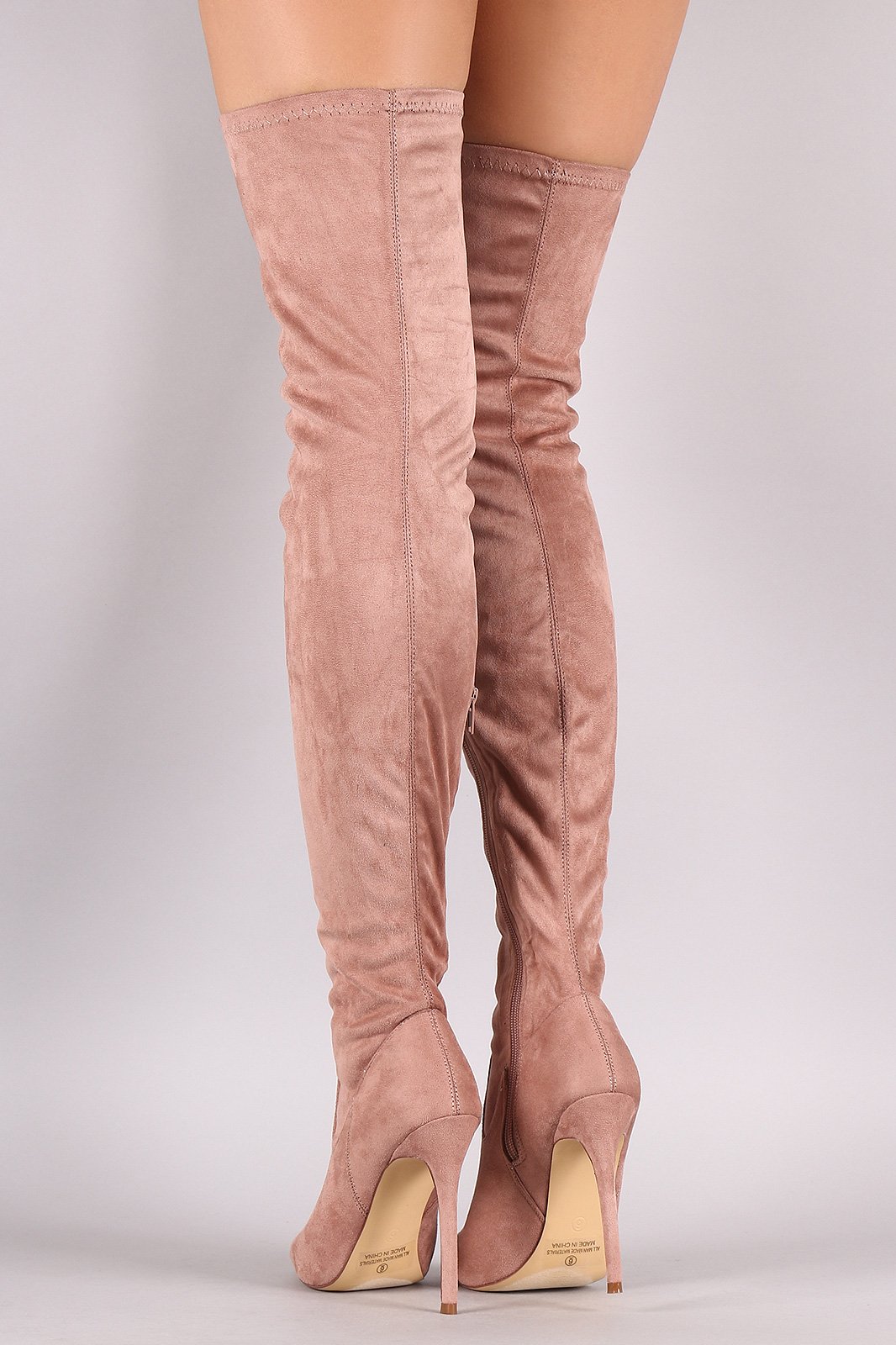 Suede Peep Toe Stiletto Over-The-Knee Boots