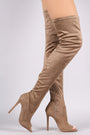 Suede Peep Toe Stiletto Over-The-Knee Boots