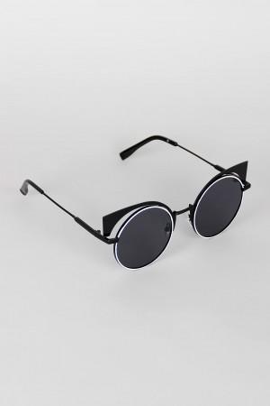 Metallic Cat Eye Round Sunglasses