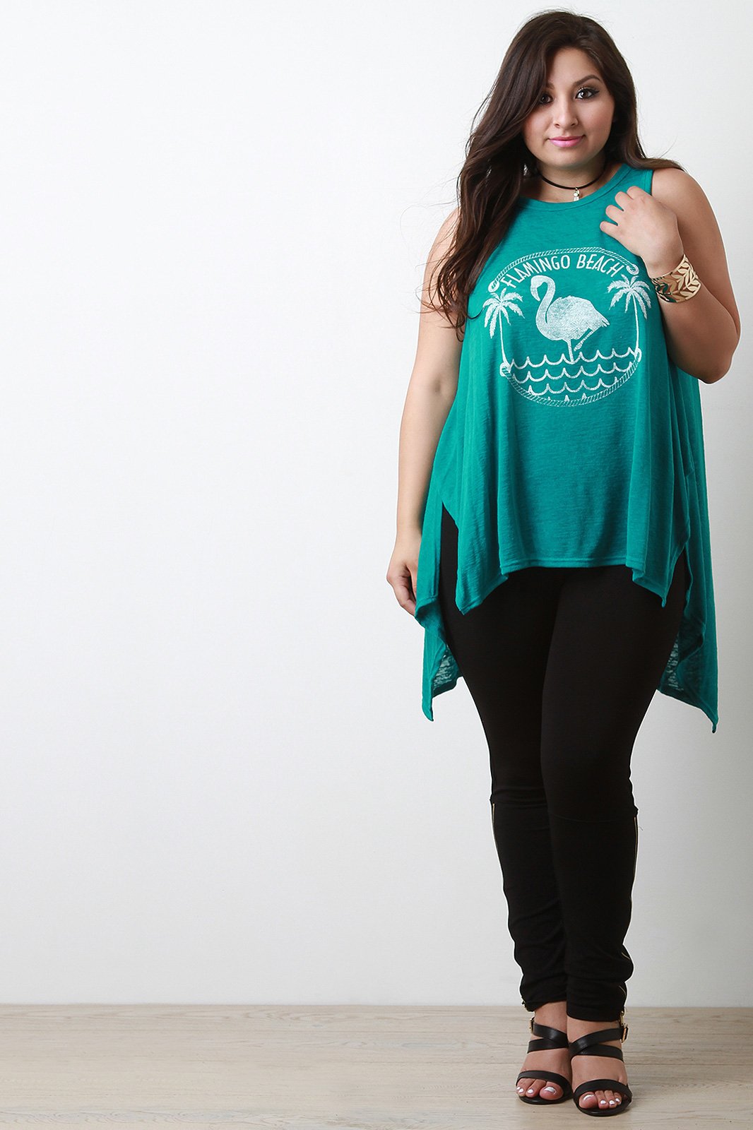 Flamingo Beach Graphic Print Tank Top - NoveltyOne