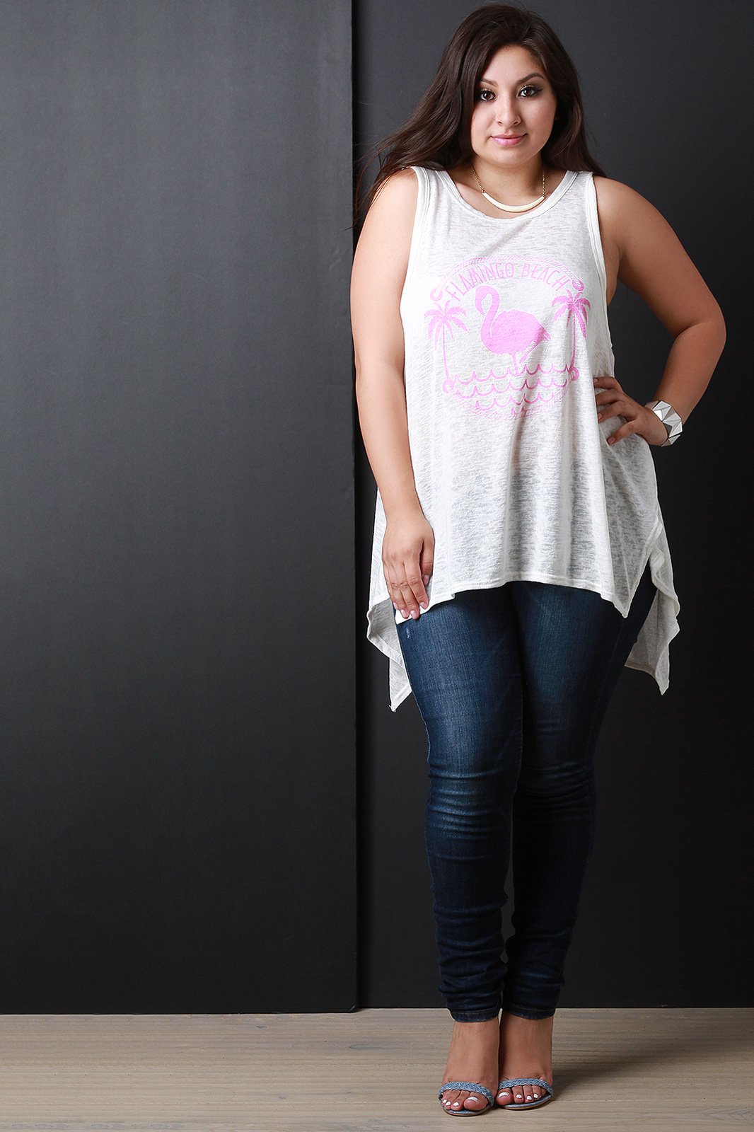 Flamingo Beach Graphic Print Tank Top - NoveltyOne