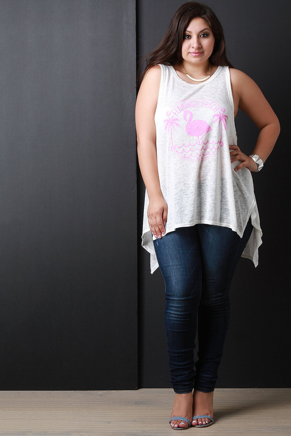 Flamingo Beach Graphic Print Tank Top - NoveltyOne