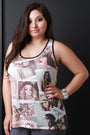 Loose Knit Model Graphic Print Tank Top - NoveltyOne