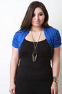 Shawl Collar Ruched Sleeve Open Front Bolero