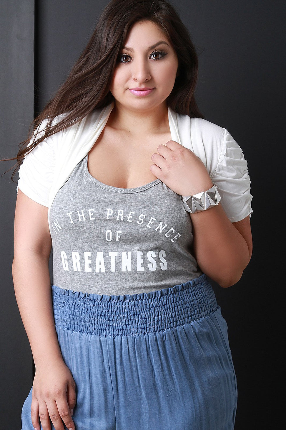 Shawl Collar Ruched Sleeve Open Front Bolero