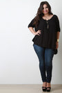 Cold Shoulder Button Accent Blouse Top