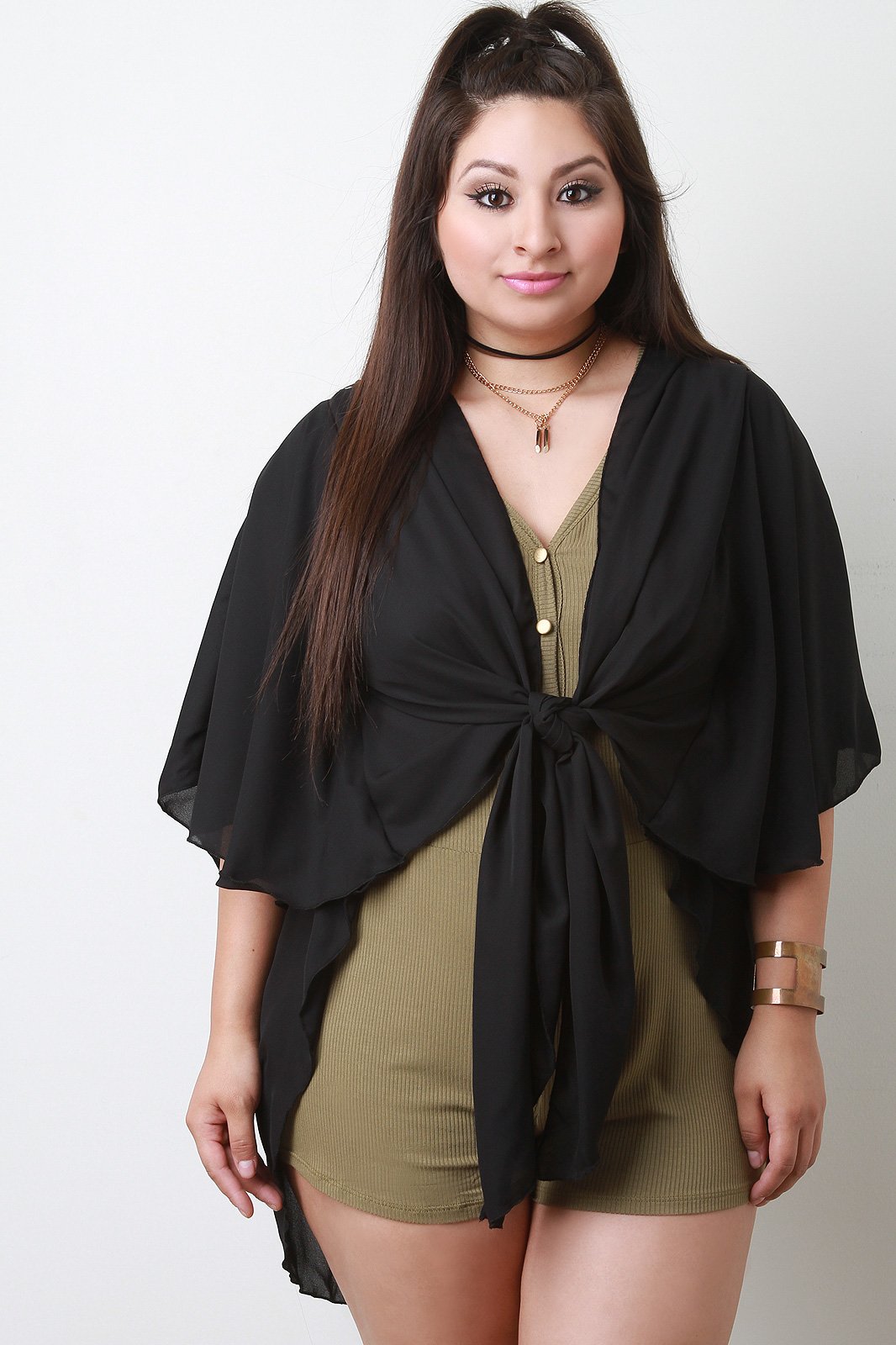 Dolman Sleeve Front Tie High-Low Top - NoveltyOne