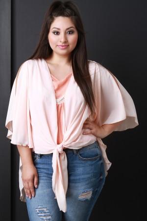 Dolman Sleeve Front Tie High-Low Top - NoveltyOne