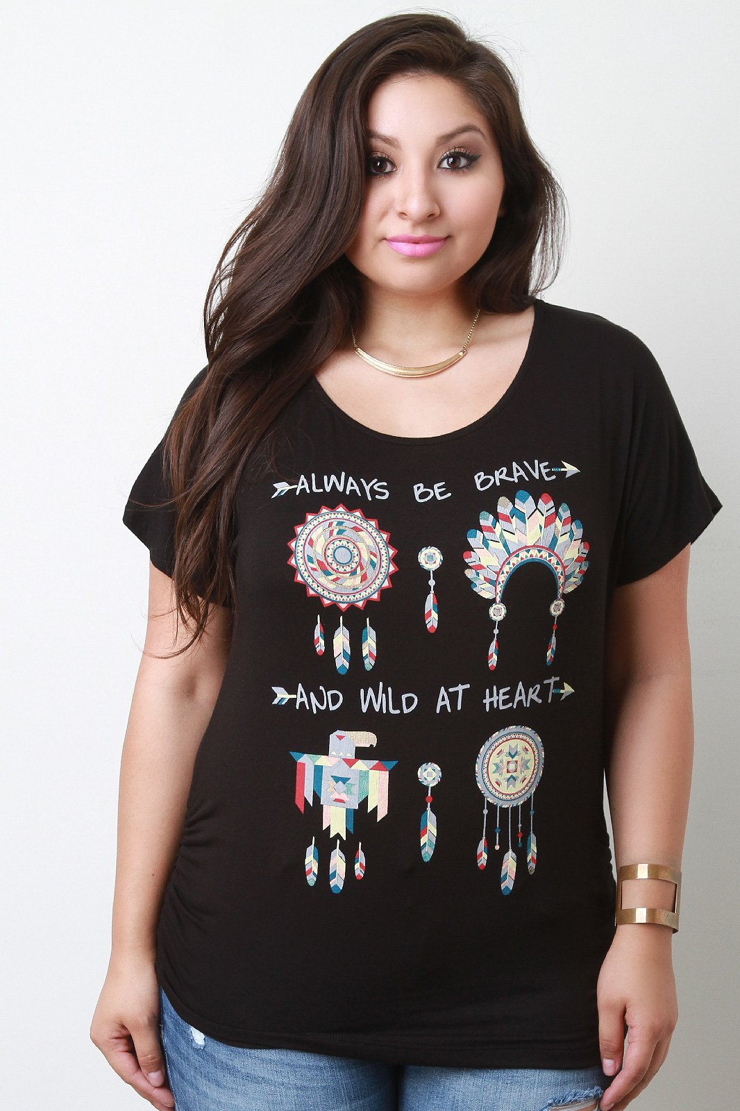 Native American Graphic Print Ruched Top - NoveltyOne