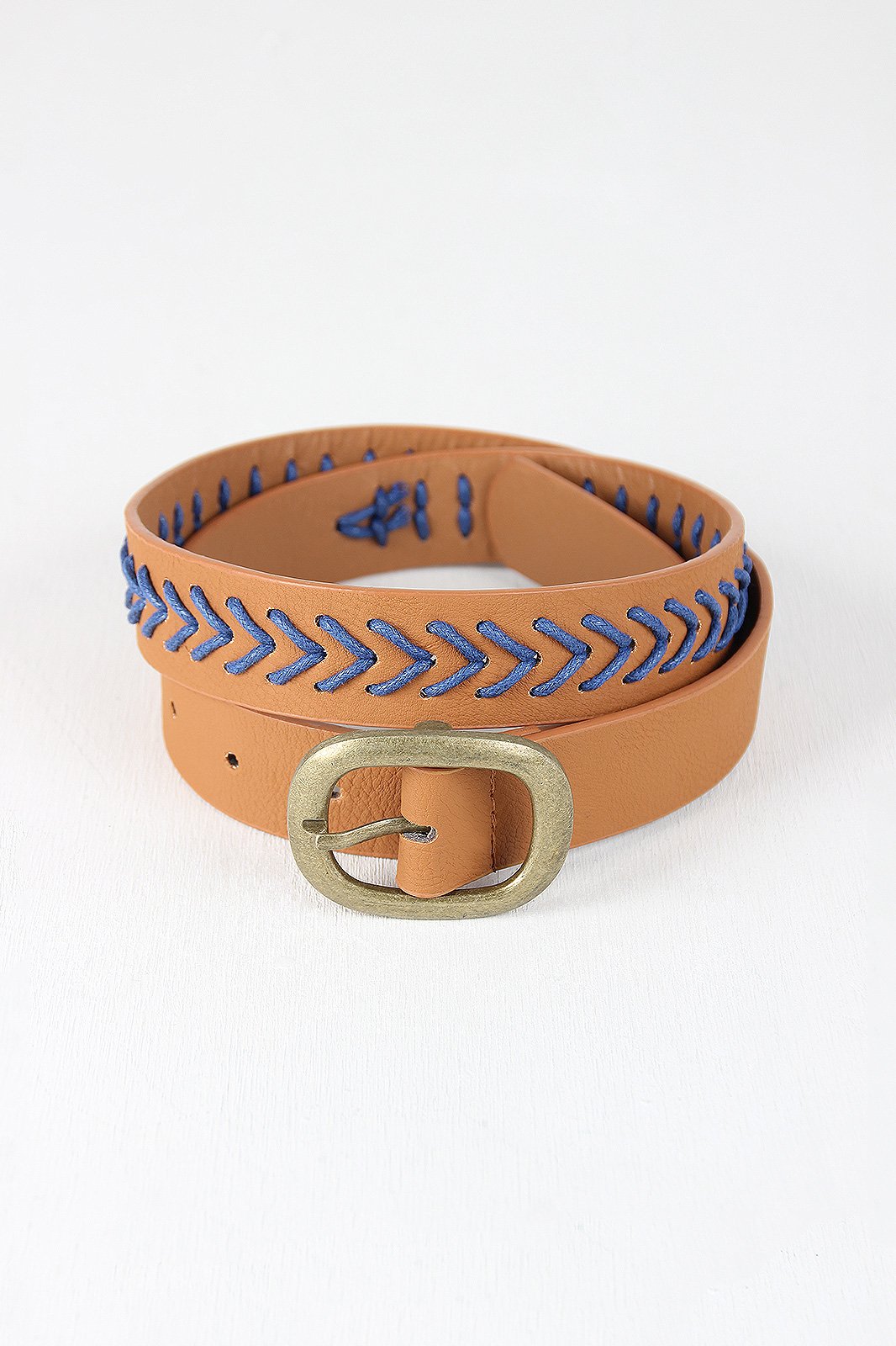 Woven Contrast Vegan Leather Belt