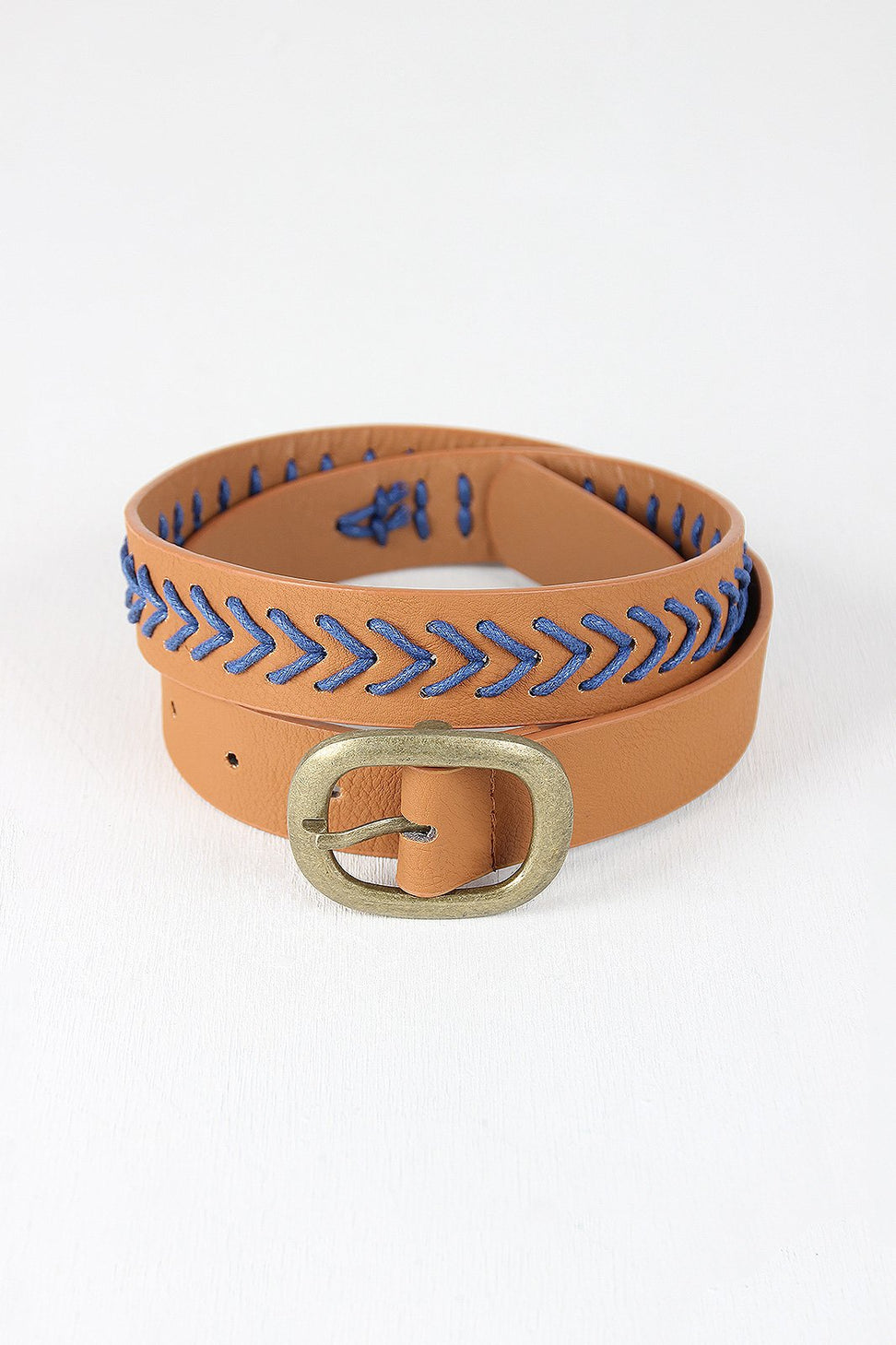 Woven Contrast Vegan Leather Belt