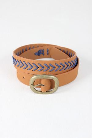 Woven Contrast Vegan Leather Belt