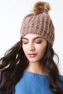 Fur Pom Pom Chunky Knit Beanie - NoveltyOne