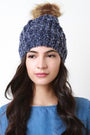 Fur Pom Pom Chunky Knit Beanie - NoveltyOne