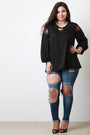 Floral Lace Panel Long Sleeve Top