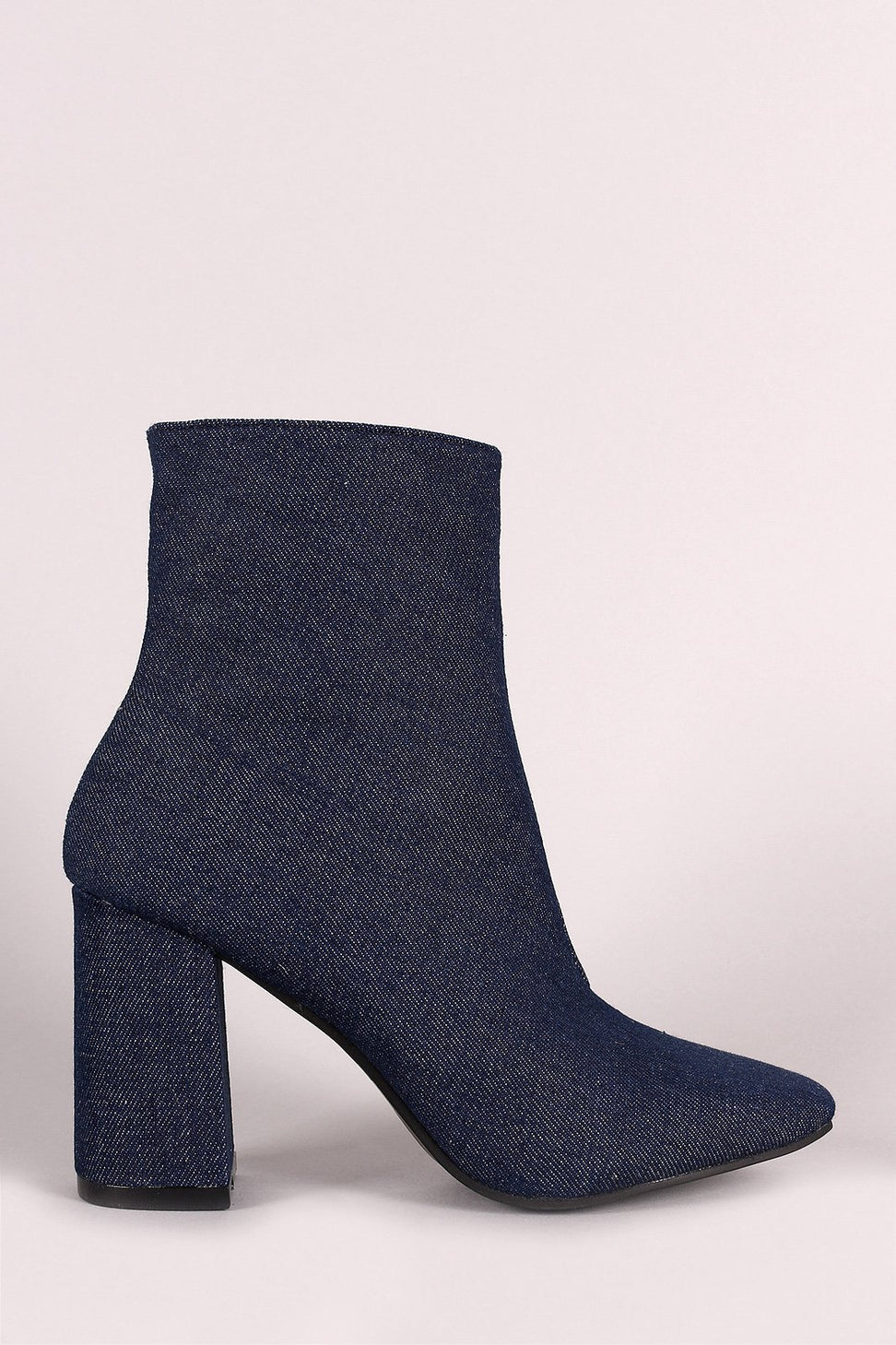 Denim Square Toe Zip-Up Booties - NoveltyOne