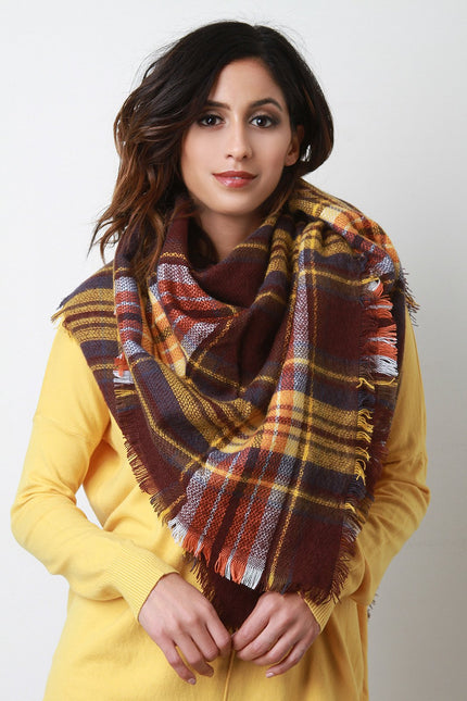 Multi Colored Plaid Blanket Scarf - NoveltyOne