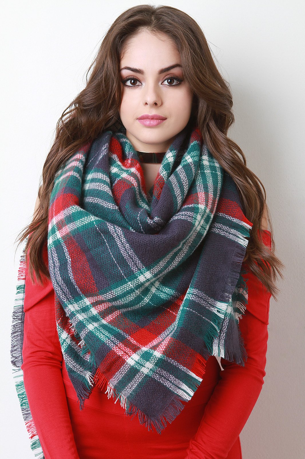 Multi Colored Plaid Blanket Scarf - NoveltyOne