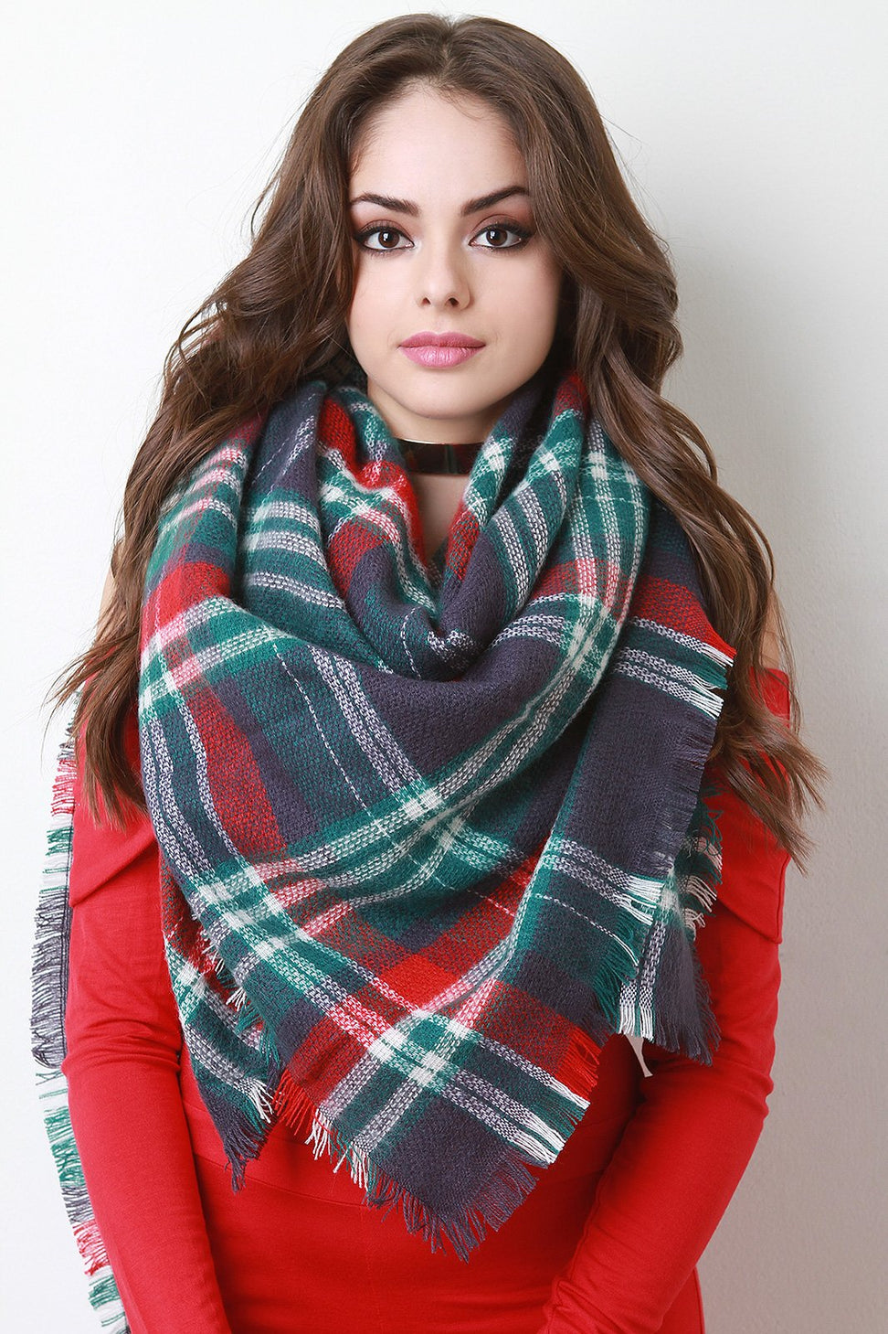 Multi Colored Plaid Blanket Scarf - NoveltyOne