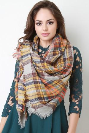 Multi Colored Plaid Blanket Scarf - NoveltyOne