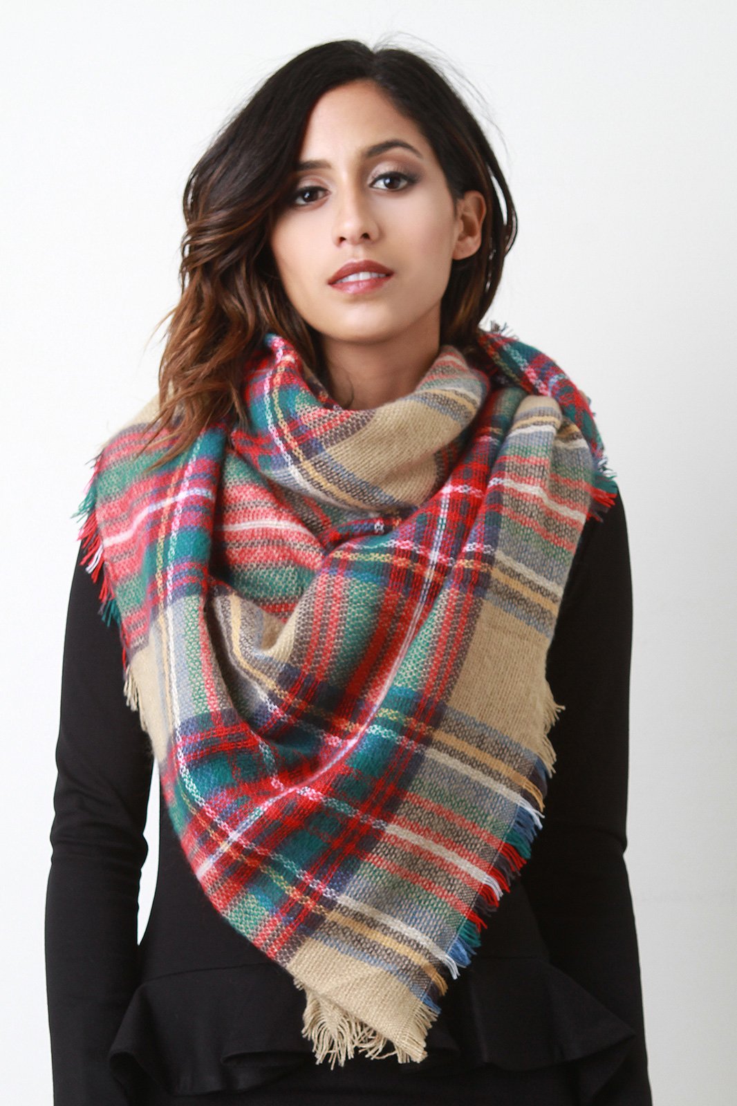 Multi Colored Plaid Blanket Scarf - NoveltyOne