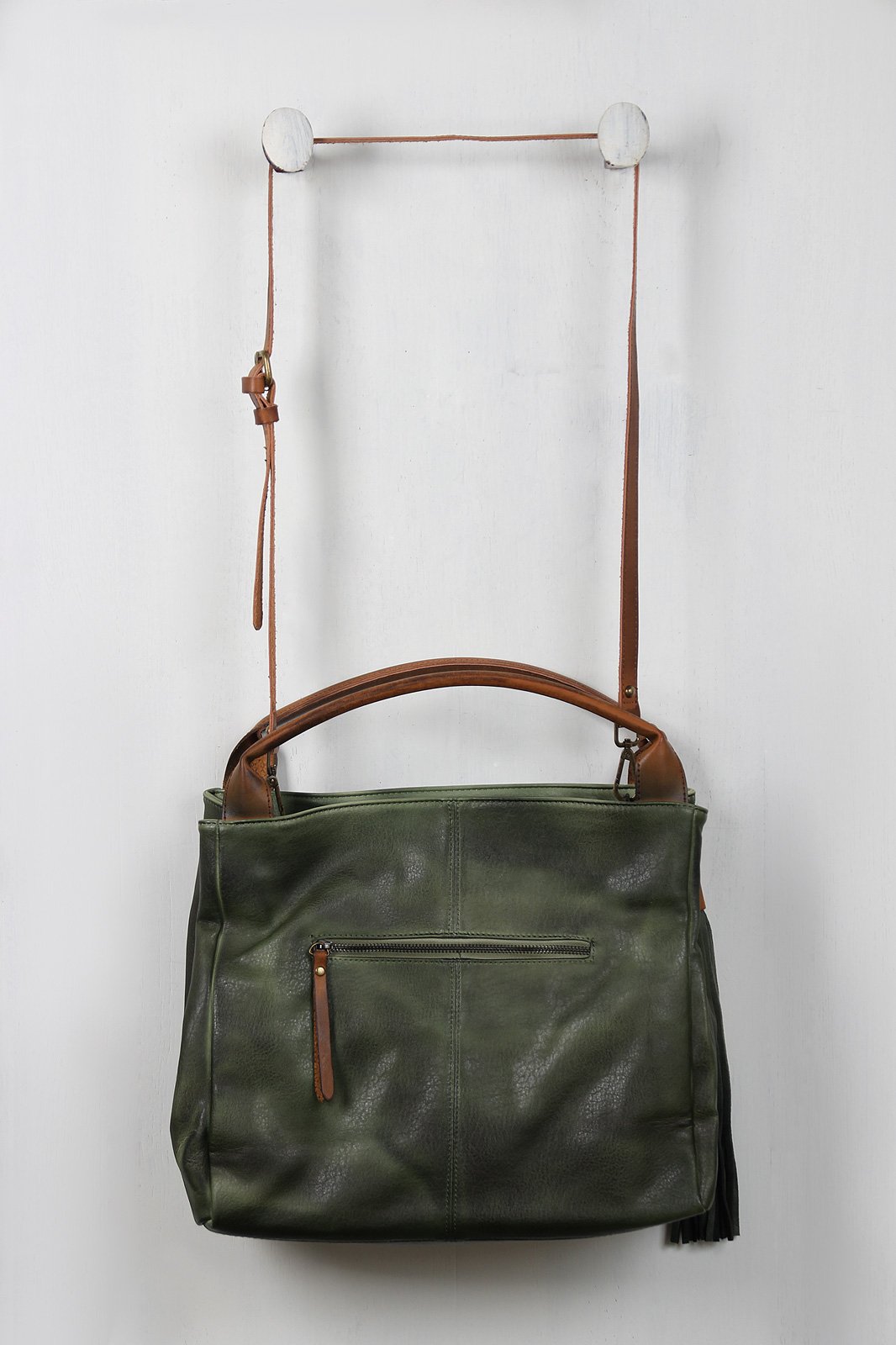 Distressed Vegan Leather Tassel Bag - NoveltyOne