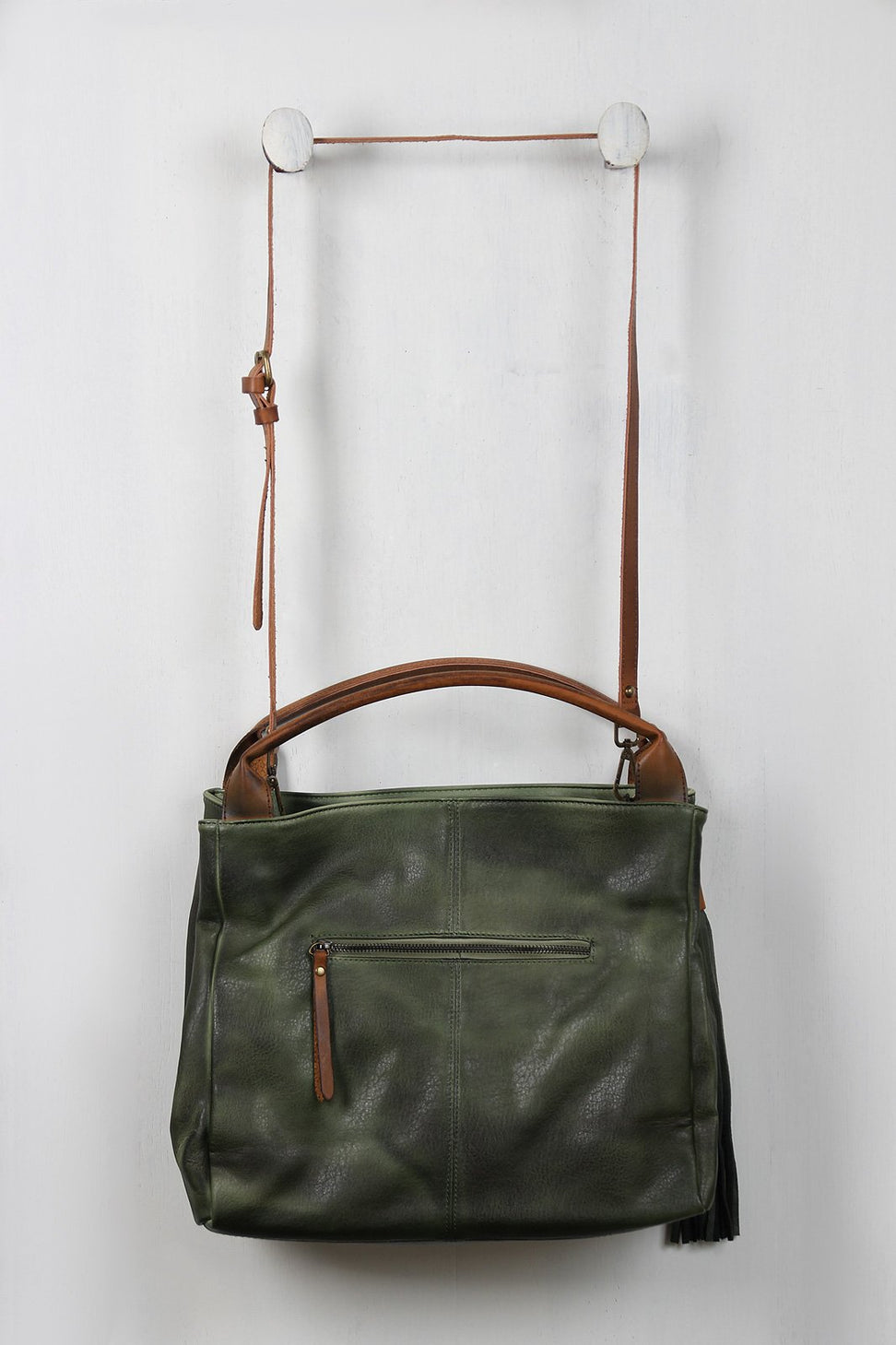 Distressed Vegan Leather Tassel Bag - NoveltyOne