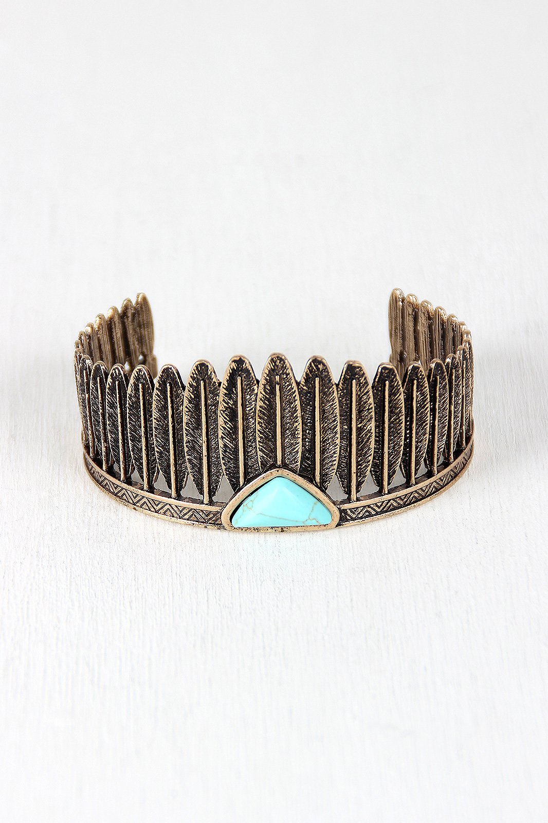Native Feathers and Marble Cuff Bracelet - NoveltyOne