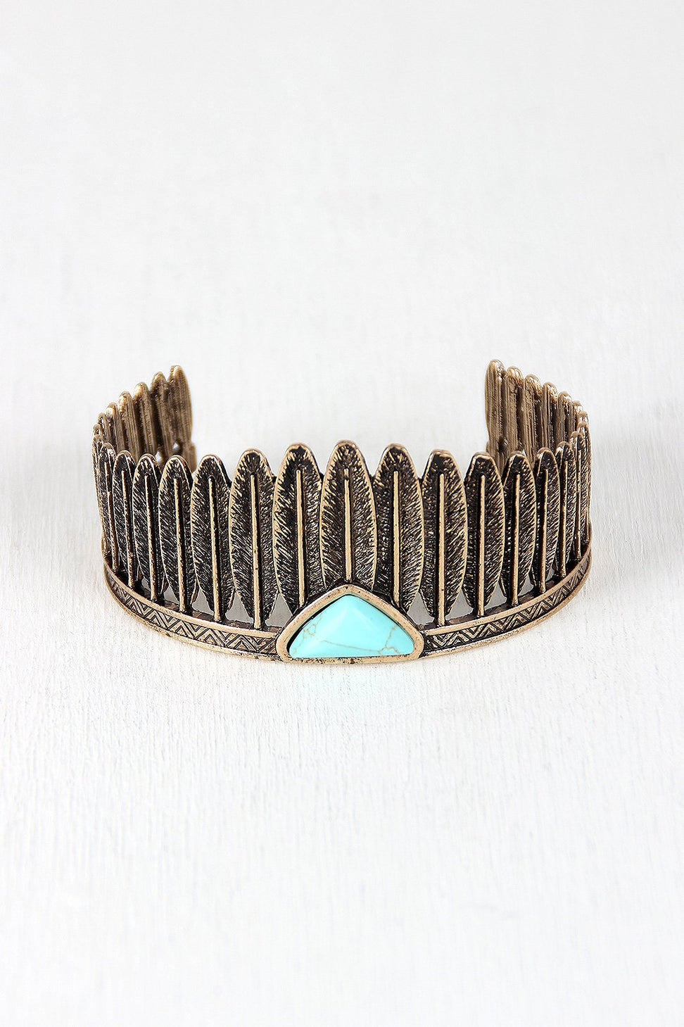 Native Feathers and Marble Cuff Bracelet - NoveltyOne