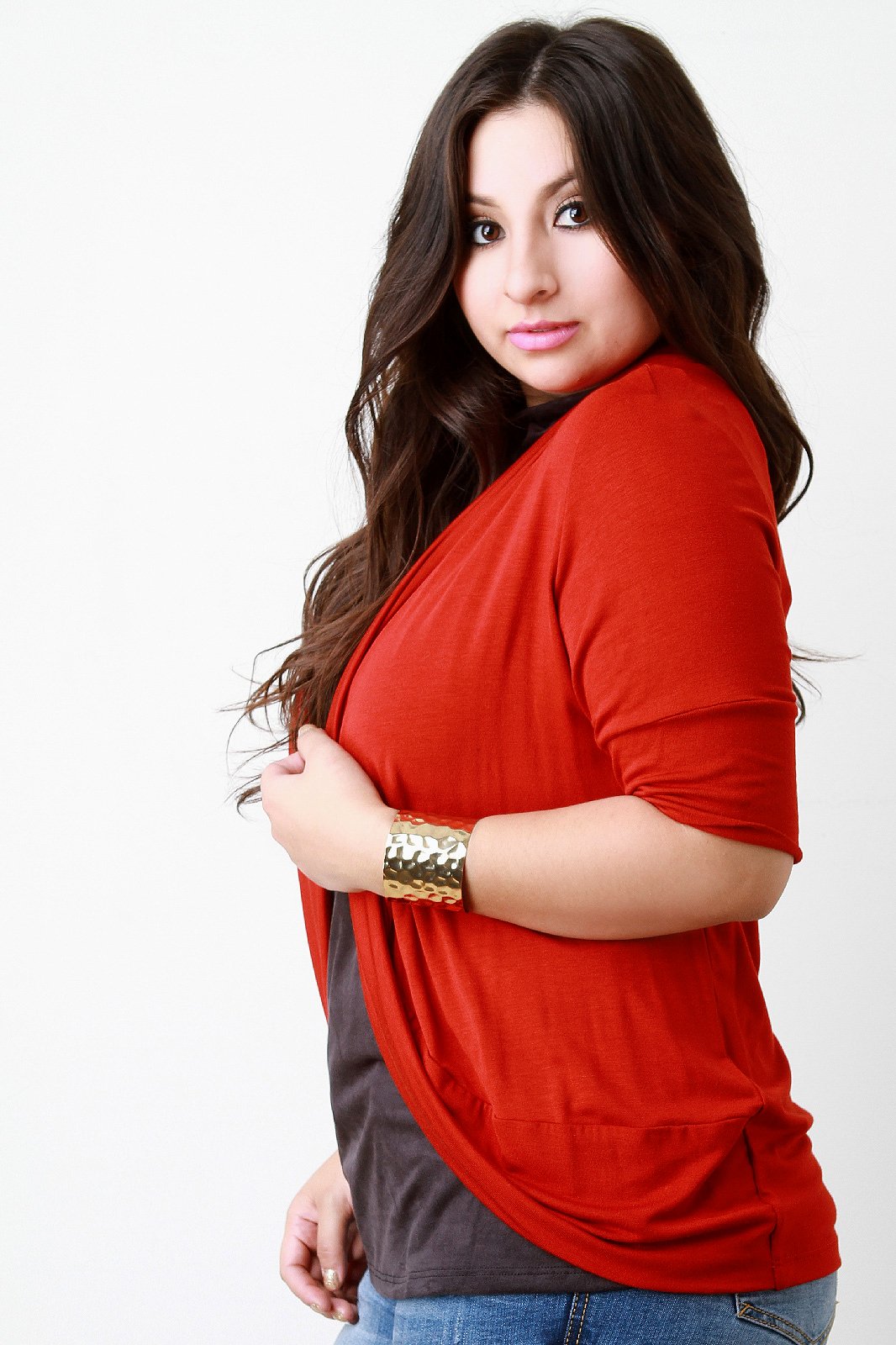 Solid Jersey Knit Elbow Sleeves Open Front Cardigan