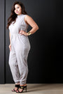 Distressed Hole Mock Neck Sleeveless Jumpsuit - NoveltyOne