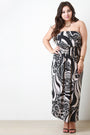 Paisley Patterned Print Strapless Maxi Dress
