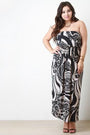 Paisley Patterned Print Strapless Maxi Dress